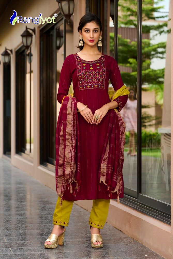 Rangjyot Anusha New Designer Exclusive Wear Fancy Kurti Pant With Dupatta Collection